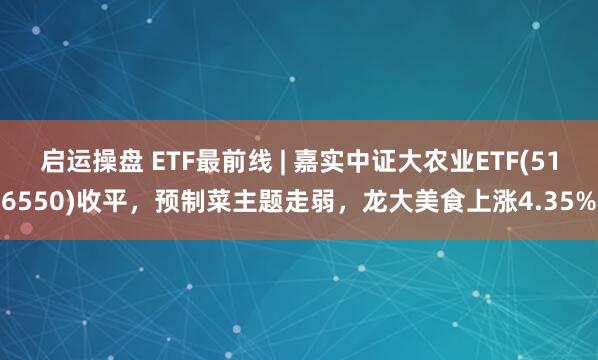 启运操盘 ETF最前线 | 嘉实中证大农业ETF(516550)收平，预制菜主题走弱，龙大美食上涨4.35%